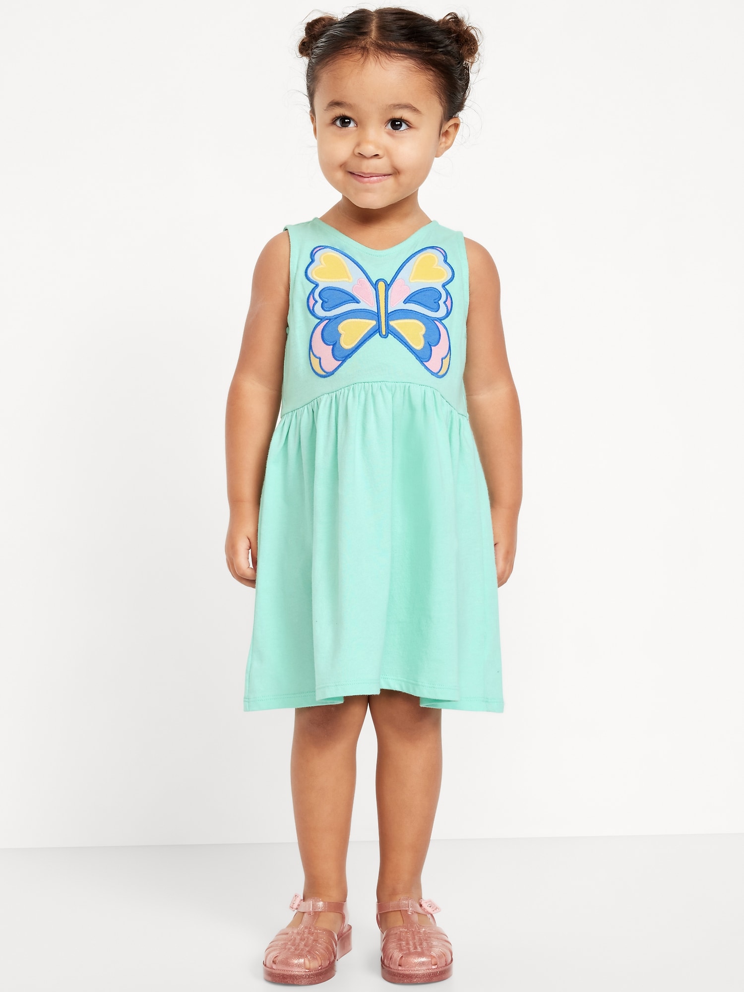 Sleeveless Applique Fit and Flare Dress for Toddler Girls