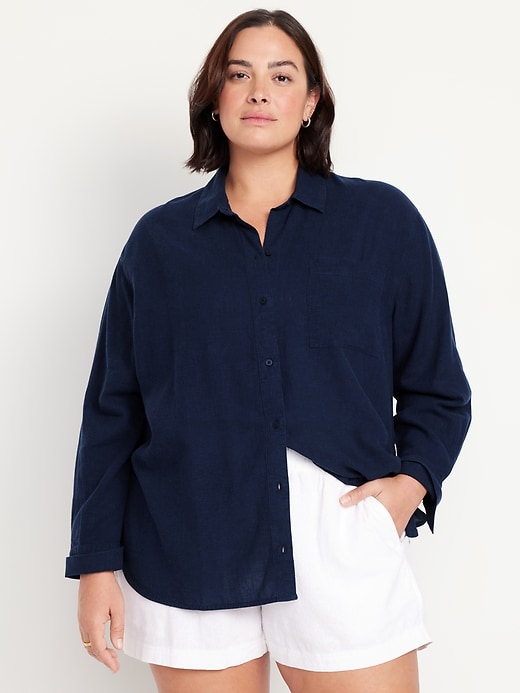 Image number 6 showing, Button-Down Linen-Blend Striped Shirt