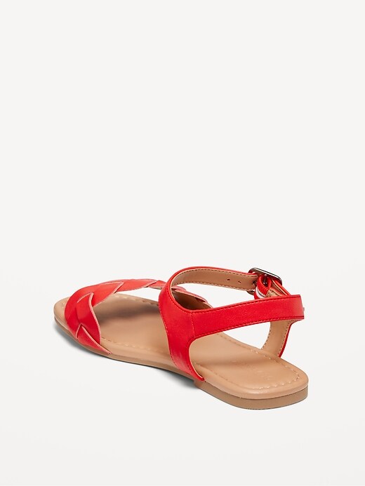 Image number 4 showing, Faux-Leather Braided Sandals for Girls