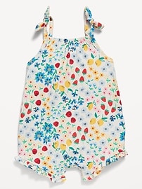 Image number 1 showing, Sleeveless Tie-Knot Graphic One-Piece Romper for Baby