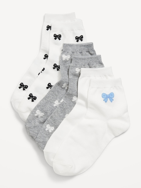 Novelty Quarter Crew Socks 3-Pack for Women - Multi