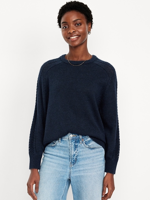 Image number 1 showing, Pointelle Pullover Sweater