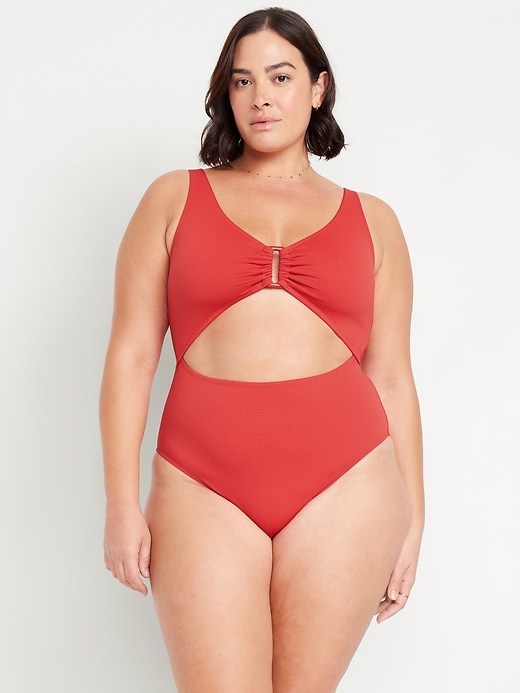 Image number 7 showing, Textured One-Piece Cut-Out Swimsuit