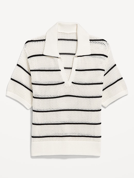 Image number 4 showing, Open-Stitch Polo Sweater