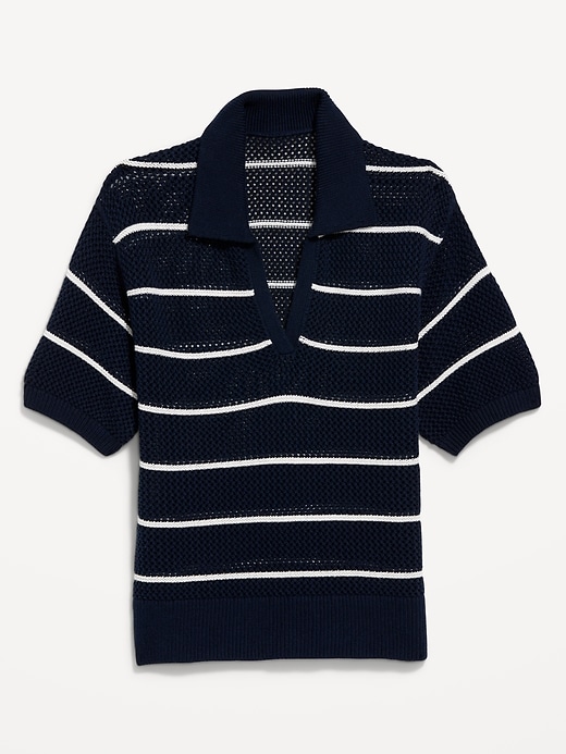 Image number 8 showing, Open-Stitch Polo Sweater