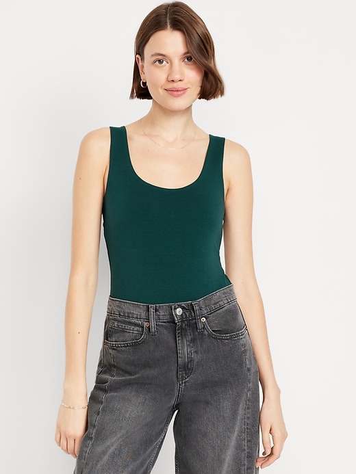 Image number 1 showing, Double-Layer Scoop-Neck Bodysuit