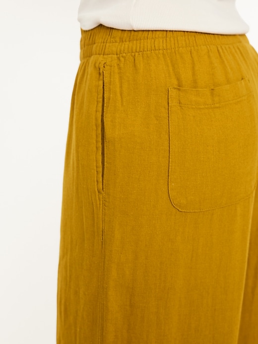 Image number 4 showing, High-Waisted Linen-Blend Wide-Leg Pants