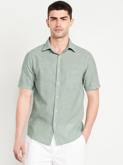 Image number 1 showing, Classic Fit Everyday Linen-Blend Shirt