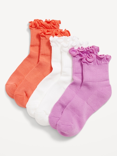 Chaussettes courtes Performance à bord volanté pour fille (3 paires)