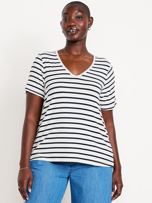 Image number 5 showing, Luxe V-Neck Striped T-Shirt