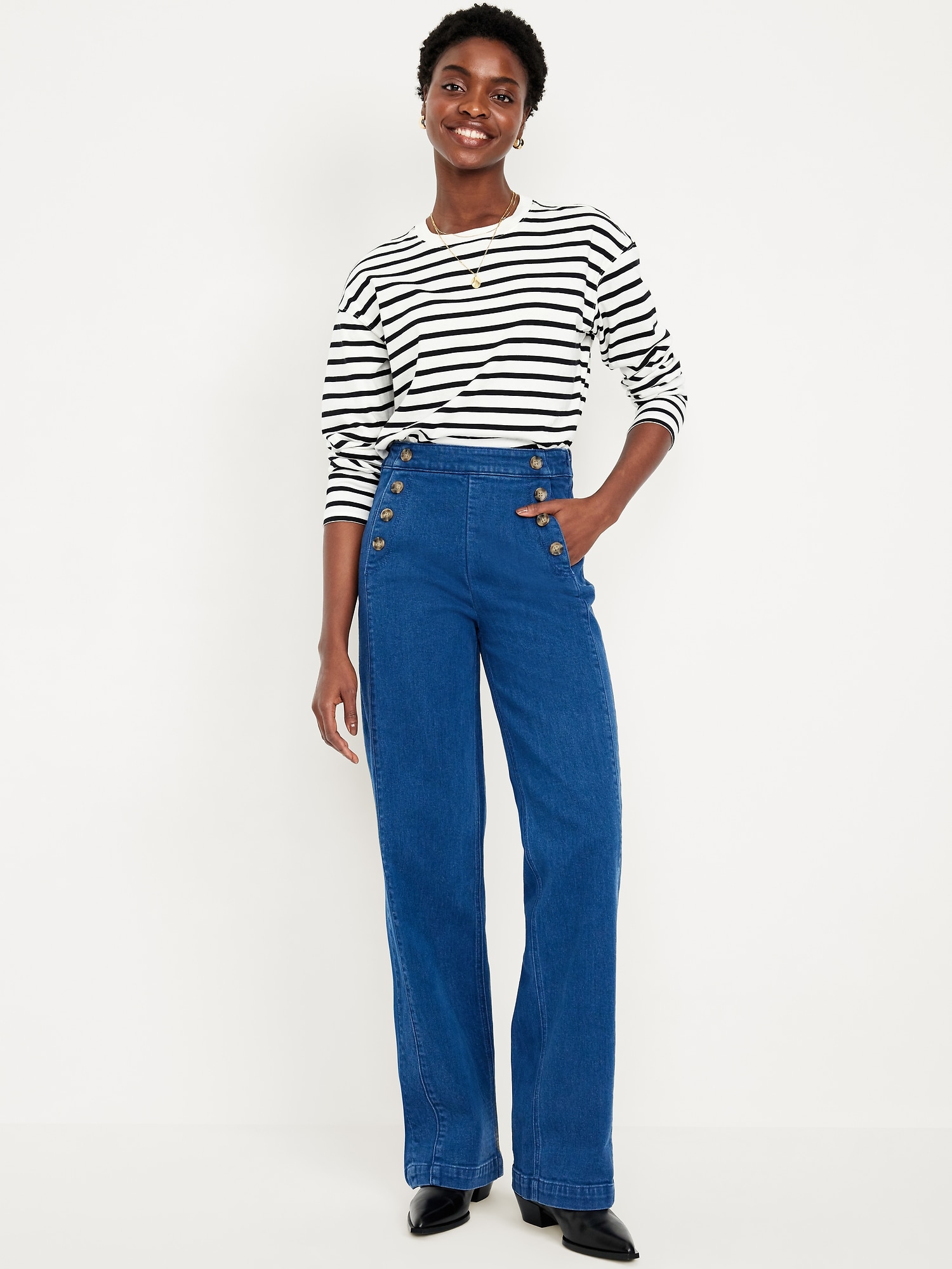 Extra High-Waisted Mariner Wide-Leg Jeans