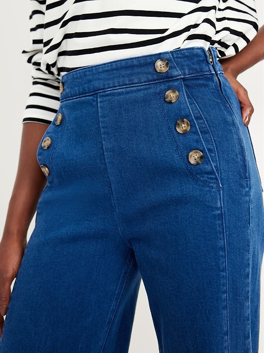 Image number 8 showing, Extra High-Waisted Mariner Wide-Leg Jeans