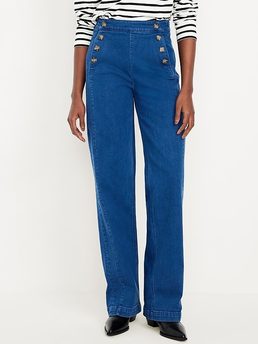 Image number 2 showing, Extra High-Waisted Mariner Wide-Leg Jeans