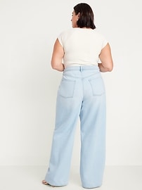 High-Waisted Baggy Wide-Leg Studded Jeans