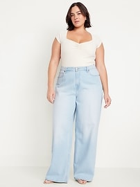 High-Waisted Baggy Wide-Leg Studded Jeans