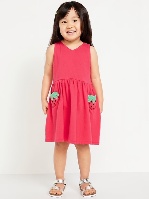 View large product image 1 of 2. Sleeveless Applique Fit and Flare Dress for Toddler Girls