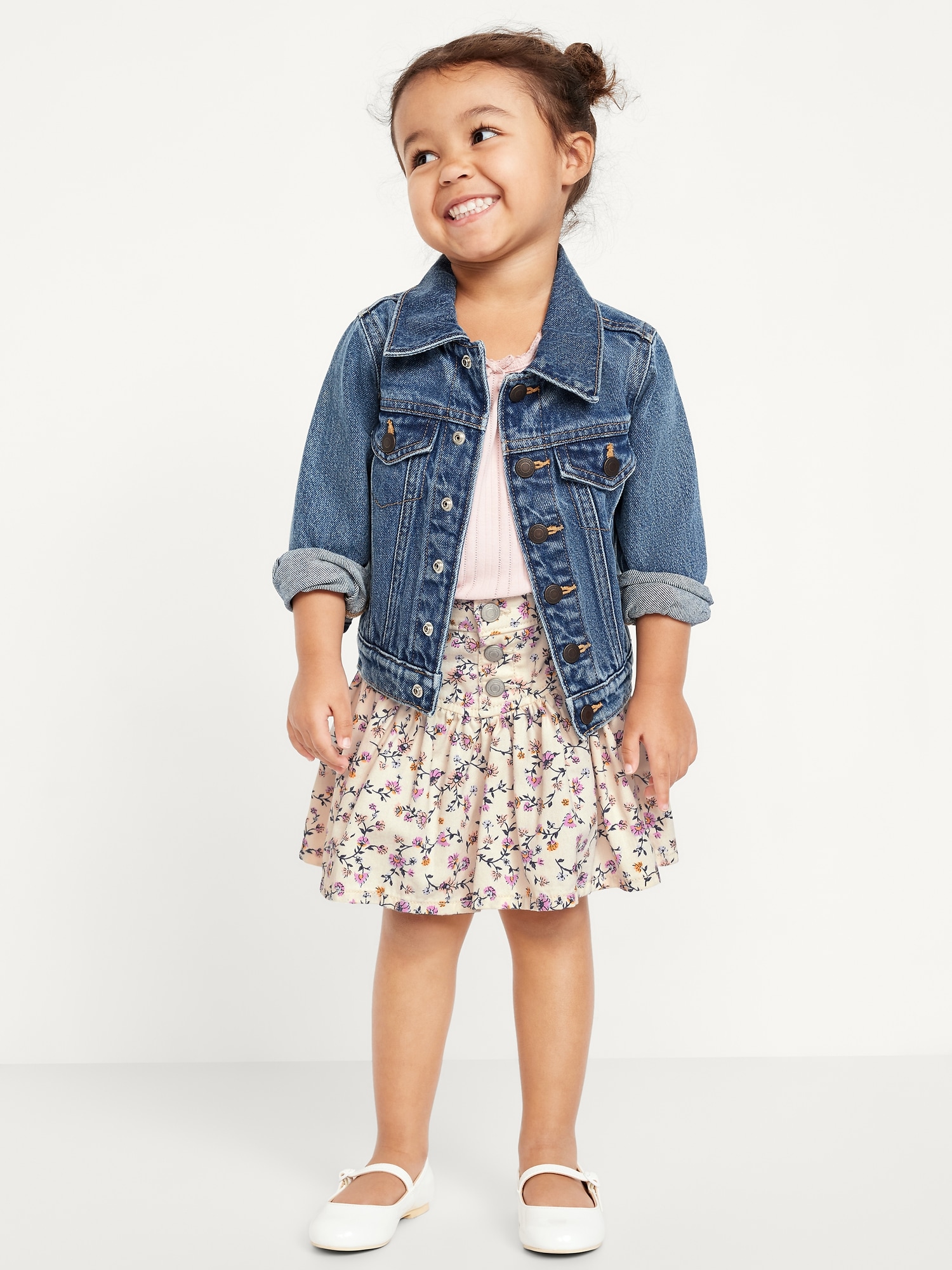 Printed Button-Front Twill Swing Skirt for Toddler Girls