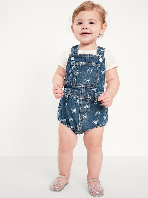 View large product image 1 of 2. Printed Jean Shortalls for Baby