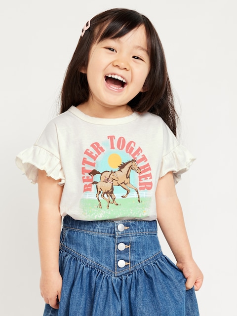 Short Ruffle-Sleeve T-Shirt for Toddler Girls