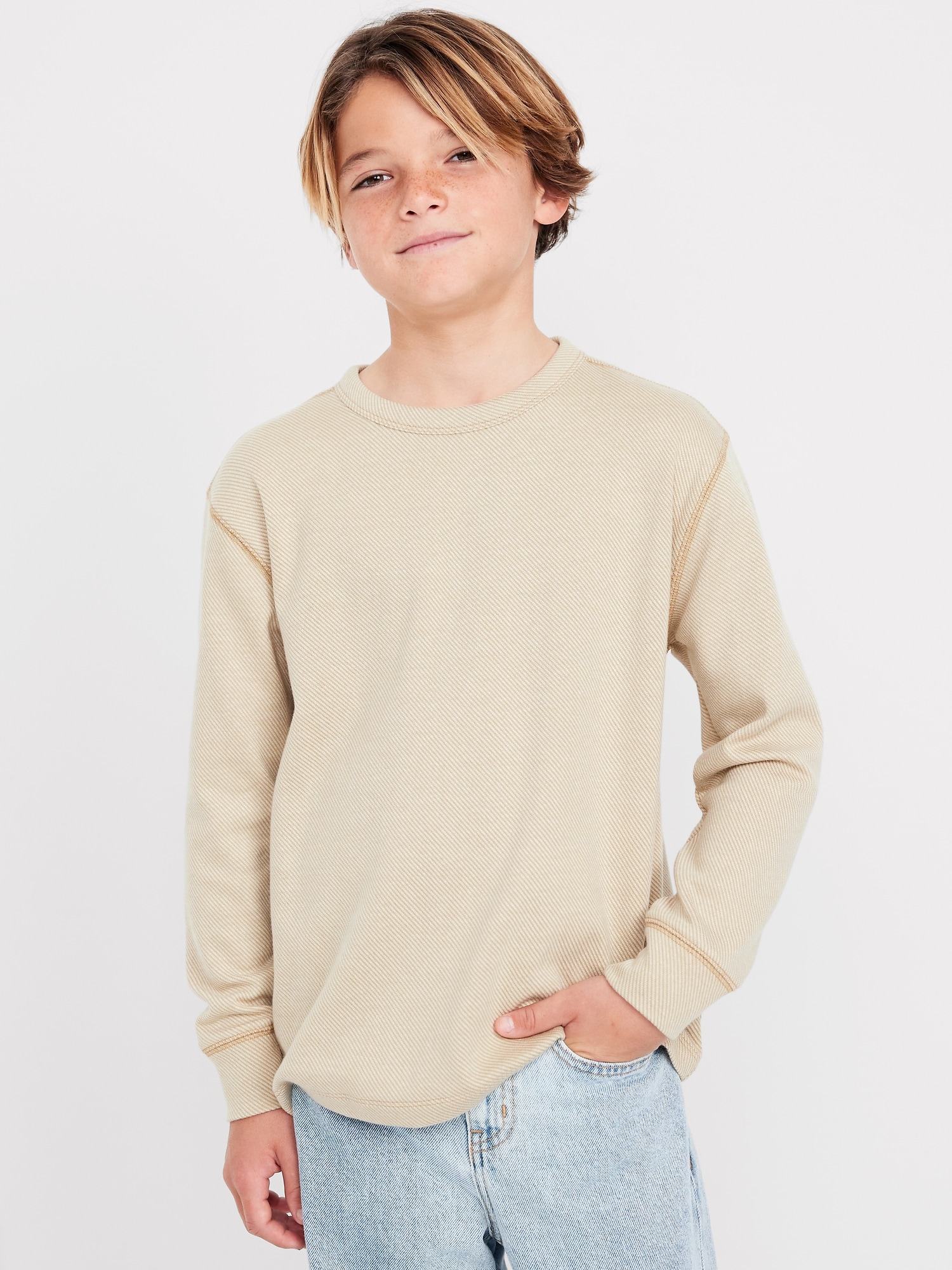 Long-Sleeve Cozy-Knit T-Shirt for Boys