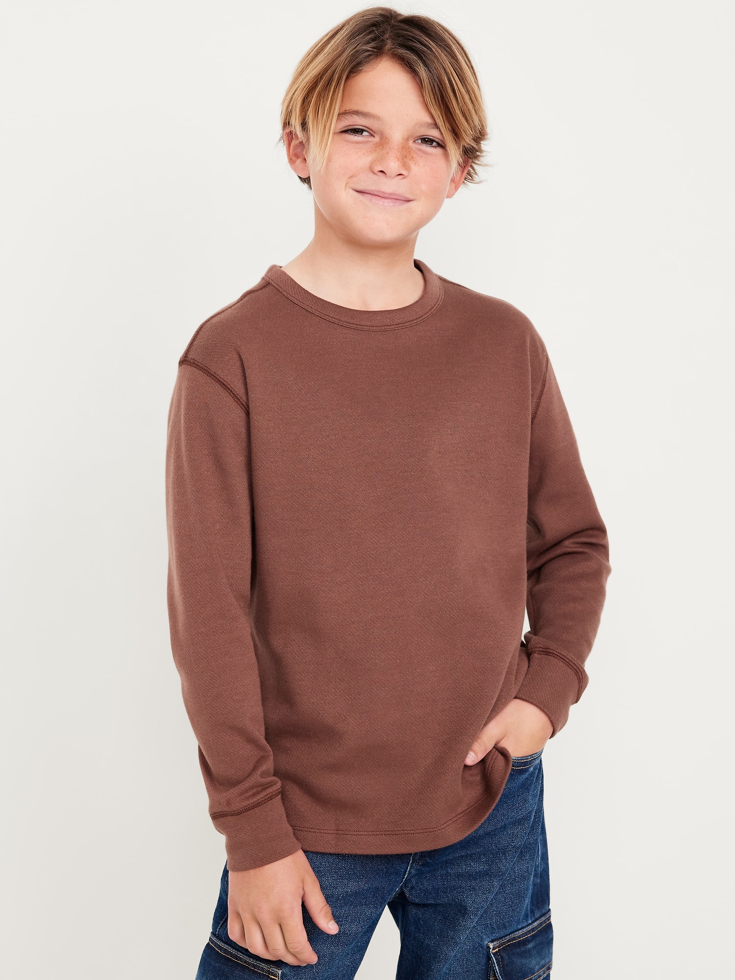 Long-Sleeve Cozy-Knit T-Shirt for Boys