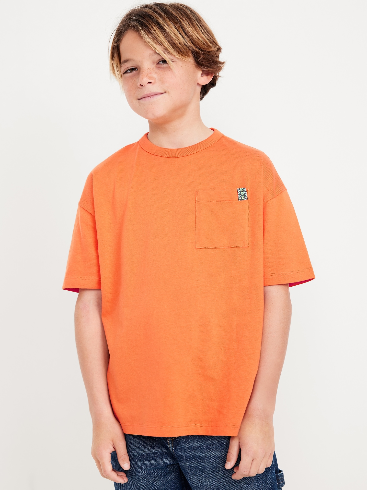 Oversized Short-Sleeve Pocket T-Shirt for Boys