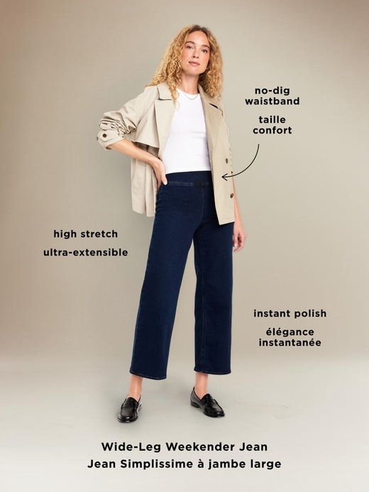 Image number 6 showing, High-Waisted Weekender Pull-On Crop Wide-Leg Jeans