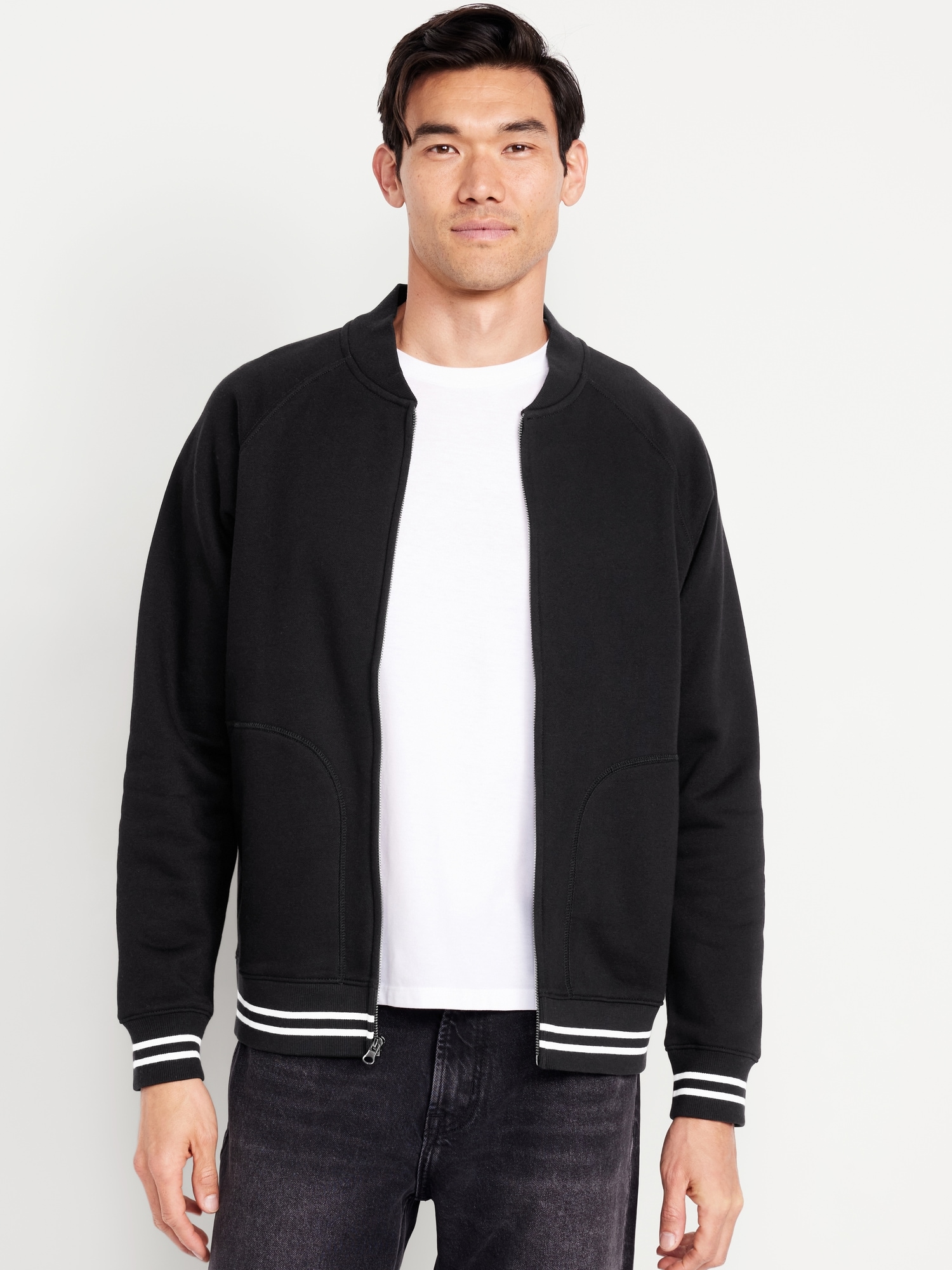 Blouson d’aviateur de style universitaire en molleton