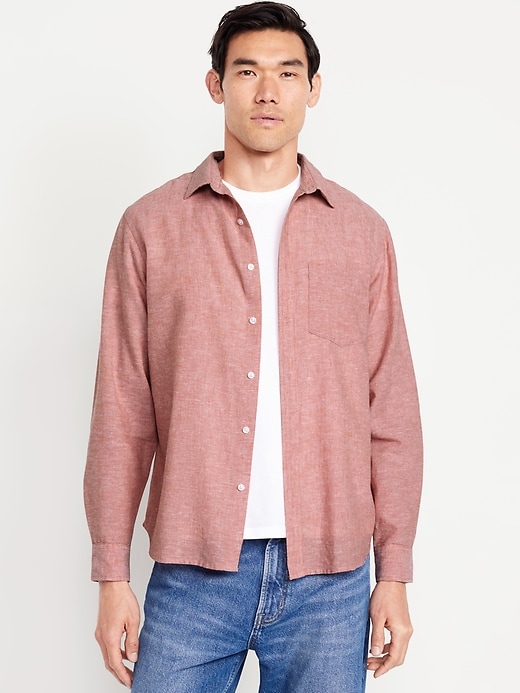 Image number 1 showing, Relaxed Fit Linen-Blend Shirt