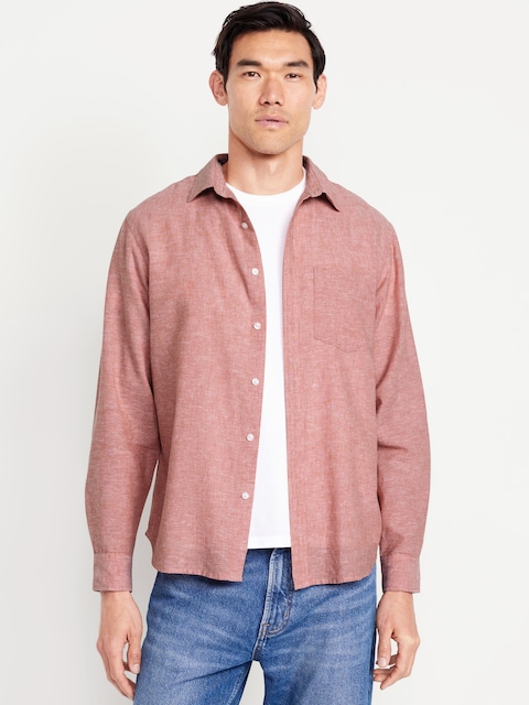 Chemise classique en mélange de lin