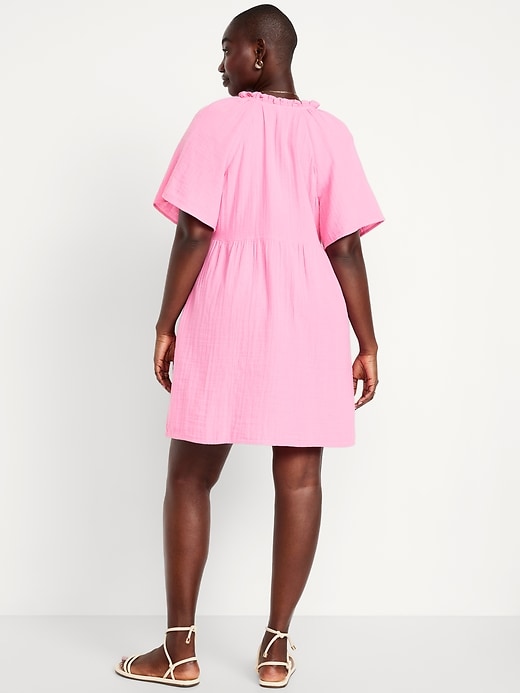 Image number 5 showing, Split-Neck Mini Swing Dress