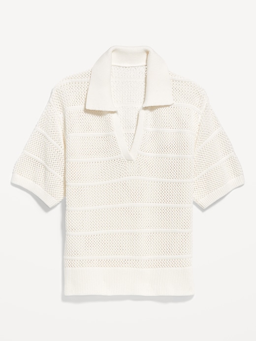 Image number 4 showing, Open-Stitch Polo Sweater