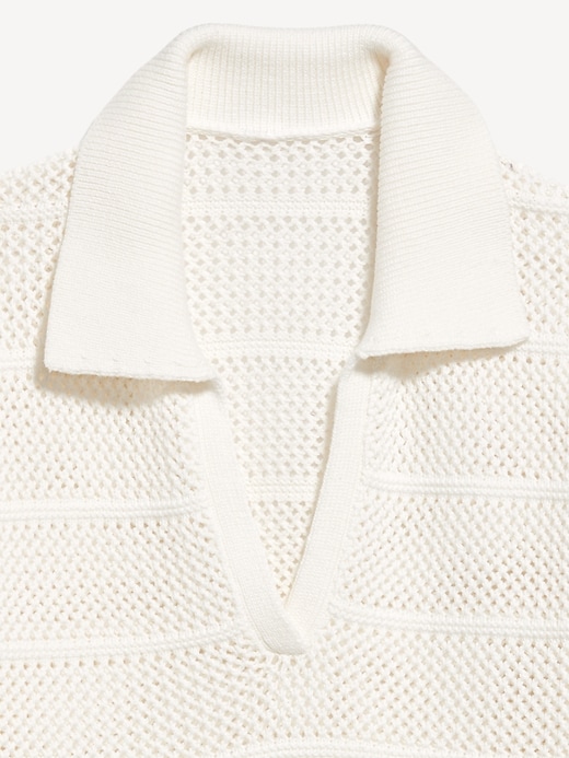 Image number 5 showing, Open-Stitch Polo Sweater