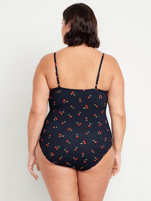 Image number 8 showing, Textured One-Piece Balconette Swimsuit