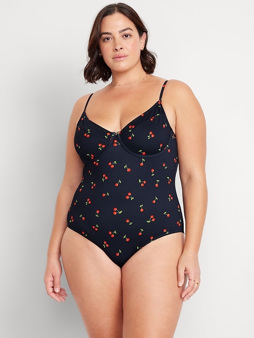 Image number 7 showing, Textured One-Piece Balconette Swimsuit