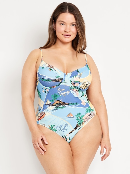 Image number 7 showing, Textured One-Piece Balconette Swimsuit