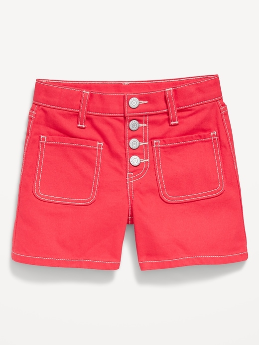 View large product image 2 of 3. High-Waisted Mariner Midi Jean Shorts for Girls