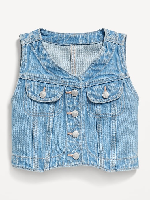 View large product image 2 of 2. Cropped Jean Vest for Toddler Girls