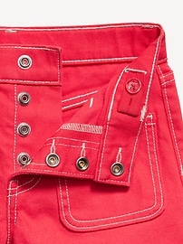 View large product image 3 of 3. High-Waisted Mariner Midi Jean Shorts for Girls