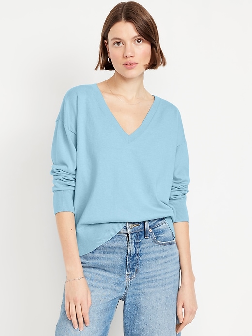 Image number 1 showing, SoSoft Lite Loose V-Neck Sweater