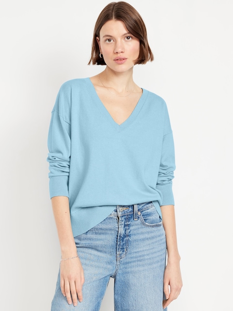 SoSoft Lite Loose V-Neck Sweater - Cool Rain
