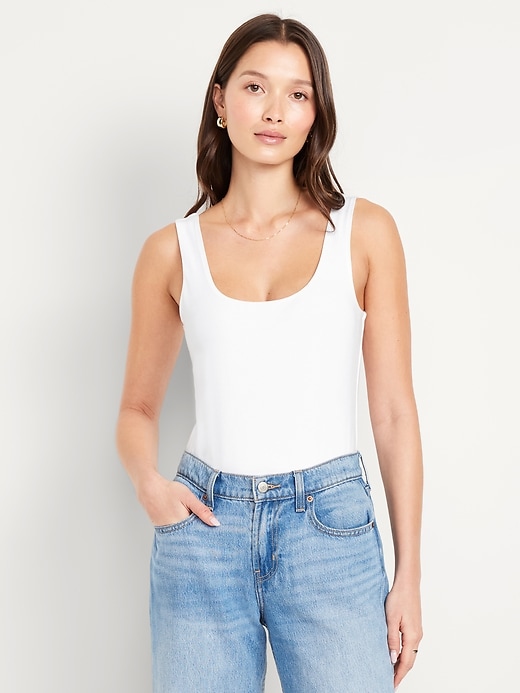 Image number 1 showing, Double-Layer Scoop-Neck Bodysuit