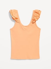 Ruffle-Trim Mixed Material Top
