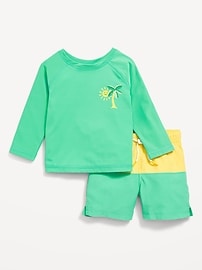 Image number 1 showing, Rashguard Swim Top & Trunks Set for Baby