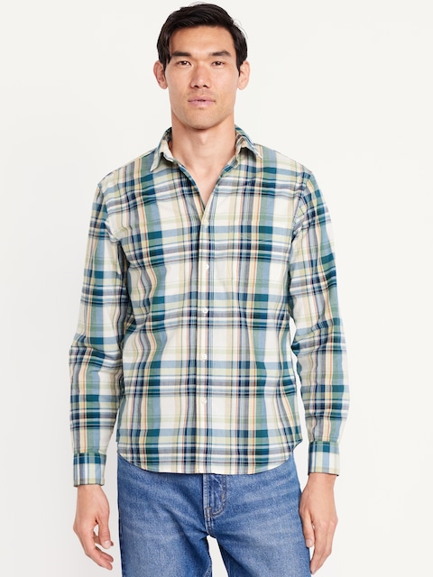 Classic Fit Plaid Everyday Shirt - Green/Blue Plaid