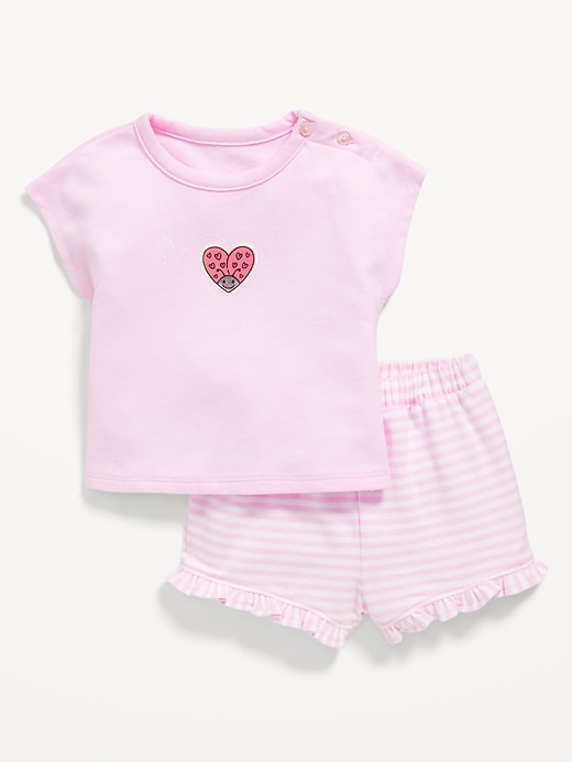 View large product image 1 of 1. French-Terry Graphic Top and Shorts Set for Baby