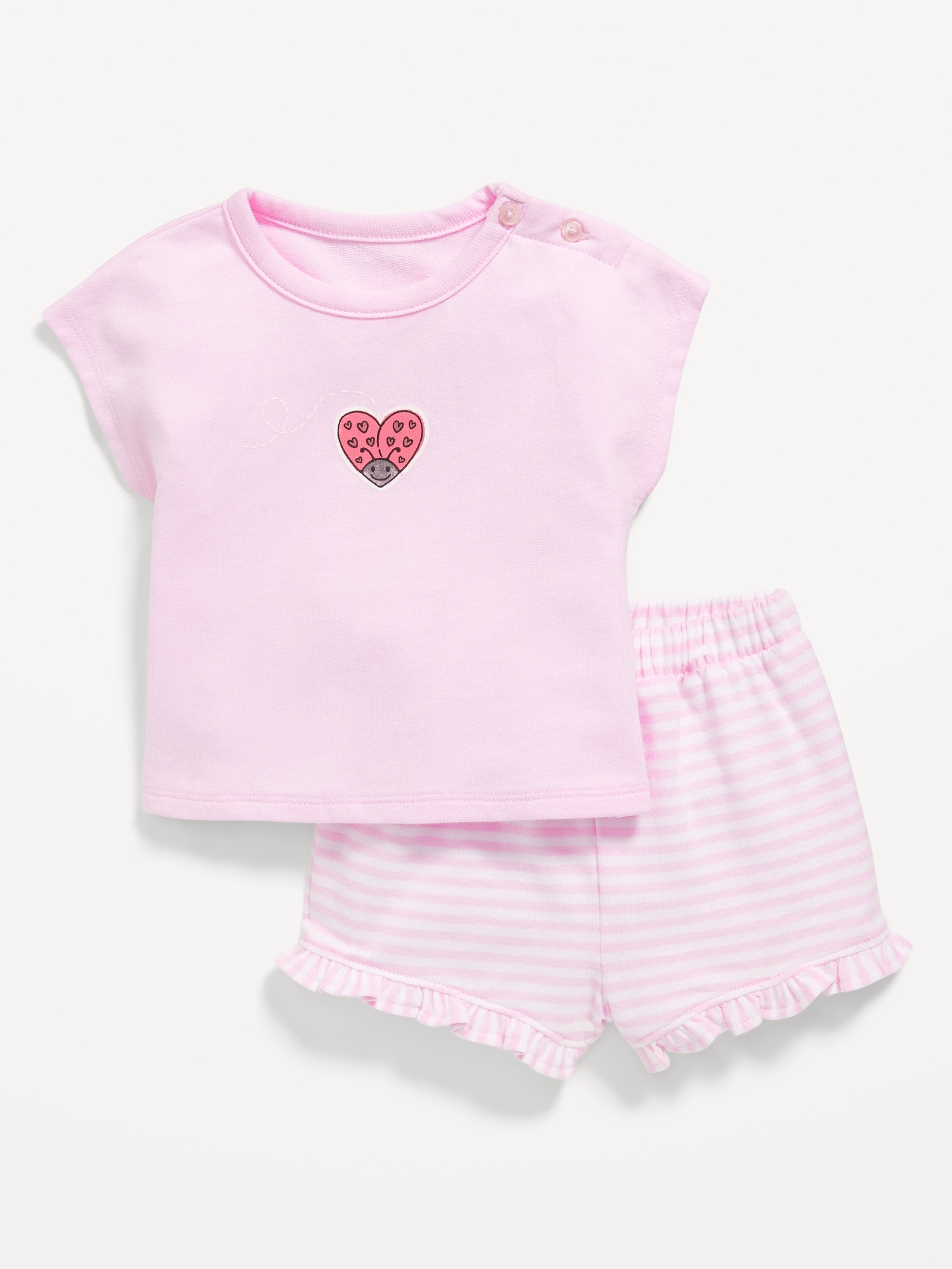 French-Terry Graphic Top and Shorts Set for Baby