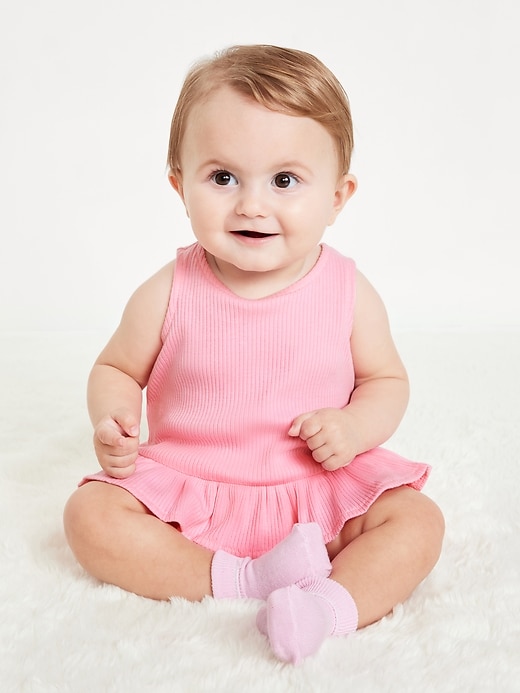 View large product image 1 of 3. Sleeveless Ribbed Ruffle-Trim Top and Shorts Set for Baby