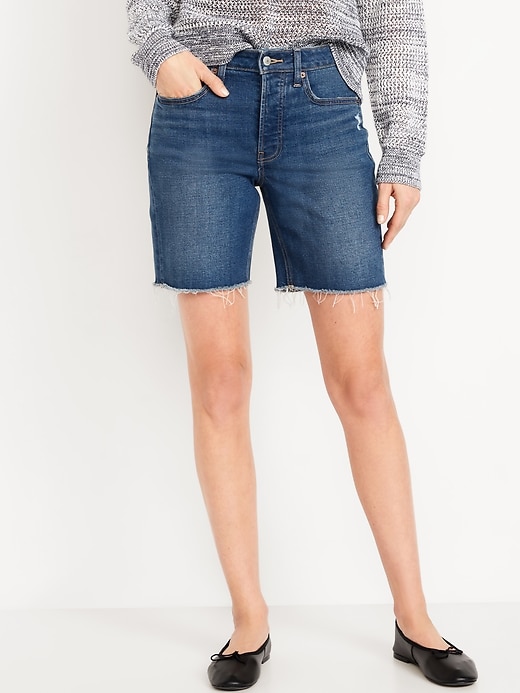 Image number 2 showing, High-Waisted OG Button-Fly Jean Shorts -- 7-inch inseam