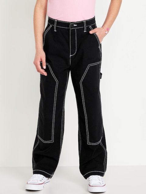 Loose High-Waisted Carpenter Pants for Girls